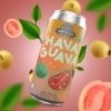 Photo of Montclair Brewery's Hava Guava with guava and green leaves against a pink background